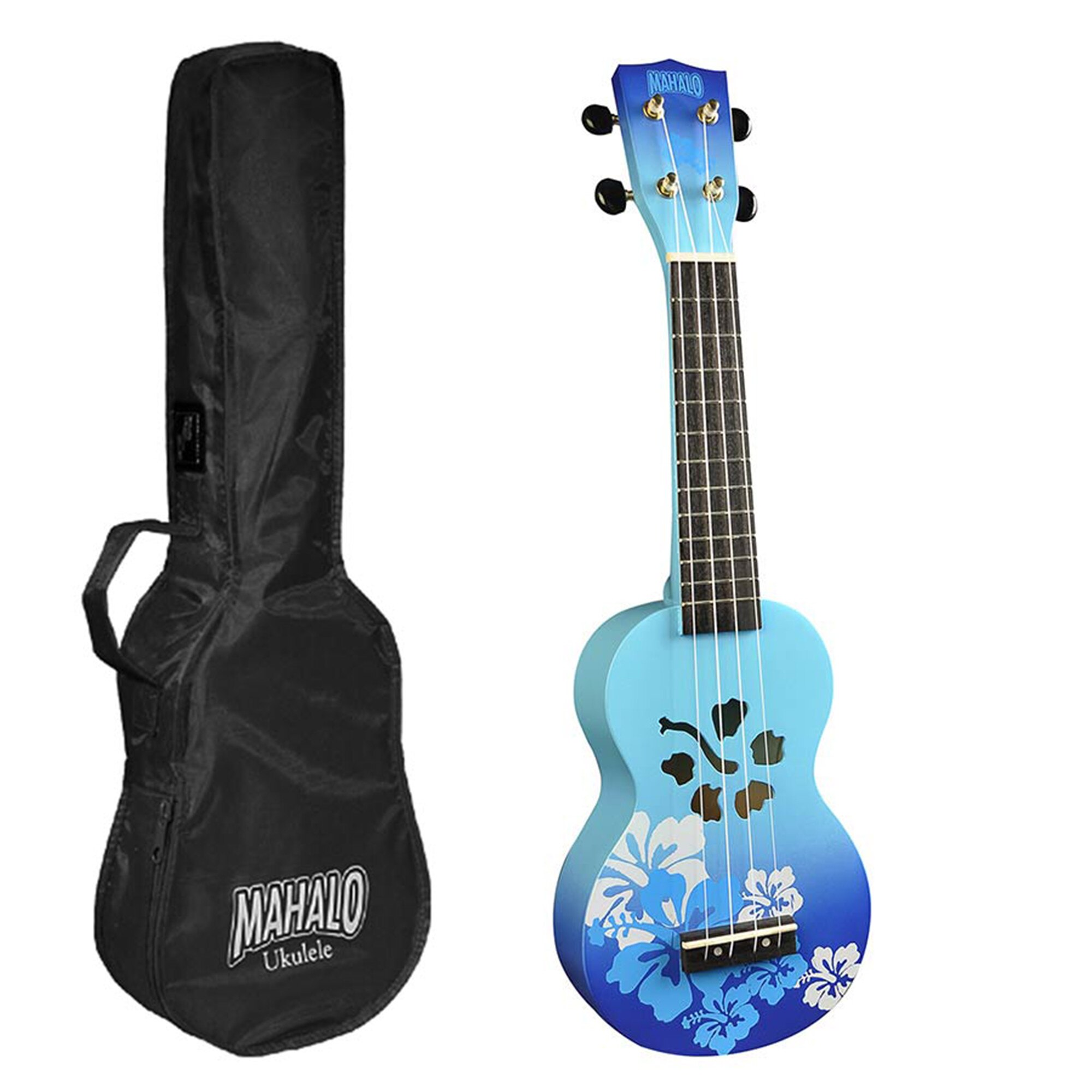 Set ukulele Mahalo MD1HB/BUB Designer Hibiscus albastru burst